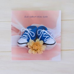 Klappkarte Babyschuhe blau