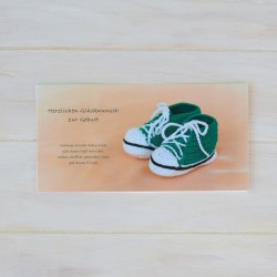 Klappkarte Babyschuhe grün