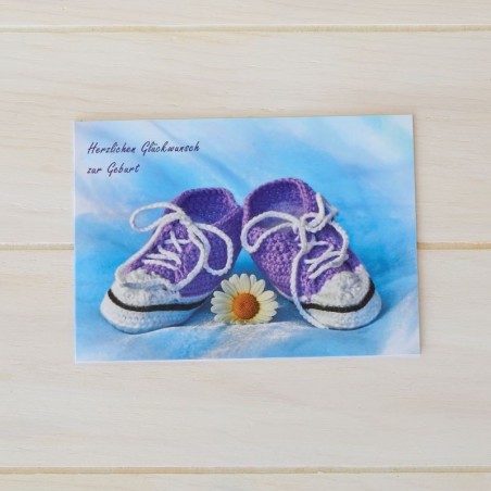 Klappkarte Babyschuhe lila