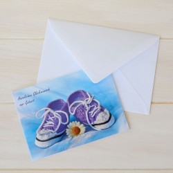 Klappkarte Babyschuhe lila