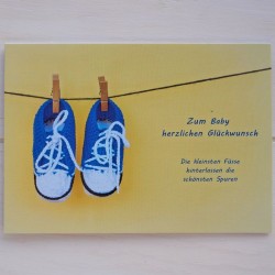 Klappkarte Babyschuhe Spruch